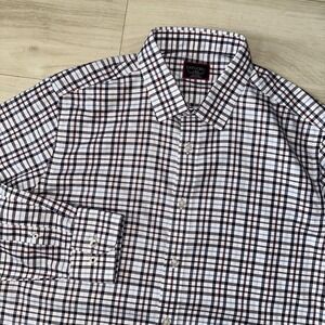 UNTUCKit Shirt Mens Large Blue Red Slim‎ Fit Stretch Button up Check Plaid Strip